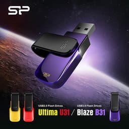 Флэшка Silicon Power Blaze B31 оснащена интерфейсом USB 3.0, Ultima U31 — интерфейсом USB 2.0