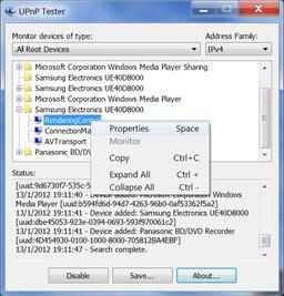 Universal Plug-and-Play Tester (UPnPTest) v.2.11 Build 82.5 - утилита, отображающая список всех доступных устройств, совместимых с Universal Plug-and-Play