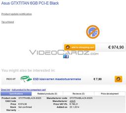3D-карта Asus GeForce GTX Titan Black имеет 6 ГБ памяти и стоит почти 1000 евро
