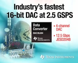 TI DAC38J84 — самый быстрый в отрасли 16-разрядный ЦАП, способный выполнить 2,5 млрд. преобразований в секунду
