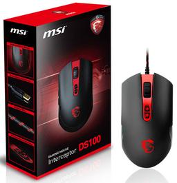 Лазерная мышь MSI Interceptor DS100 с восемью кнопками имеет симметричную форму и позолоченный разъем USB