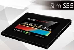 Твердотельный накопитель Silicon Power Slim S55 с интерфейсом SATA 6 Гбит/с в развивает скорость чтения до 556 МБ/с