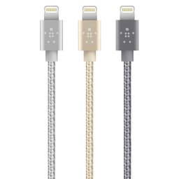 Кабели Belkin Mixit ↑ Metallic Lightning to USB окрашены в серебристый, золотистый и серый цвета