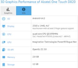 TCL готовит смартфон Alcatel One Touch D820 с экраном разрешением 2К