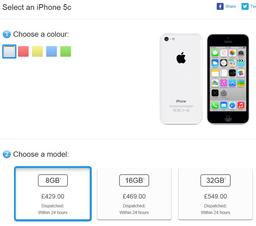 Начались продажи смартфонов Apple iPhone 5c с урезанным до 8 ГБ объемом флэш-памяти