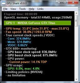GPU Shark v.0.8.0– небольшая бесплатная утилита для мониторинга GPU