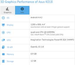 Asus готовит к выпуску смартфон K018 на базе процессора Intel Atom Z2560