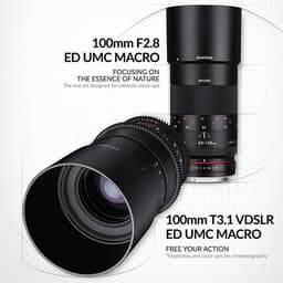 Представлены объективы Samyang 100mm F2.8 ED UMC Macro и 100mm T3.1 VDSLR ED UMC Macro