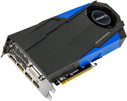 Центробежный вентилятор видеокарты Gigabyte GV-N970TTOC-4GD вынесен за пределы печатной платы