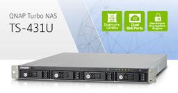 Сетевое хранилище QNAP TS-431U Turbo NAS рассчитано на четыре накопителя и стоечный монтаж