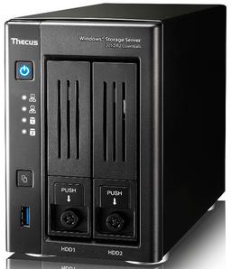 Двухдисковый сетевой накопитель Thecus W2810PRO работает под управлением ОС Windows Storage Server 2012 R2 Essentials