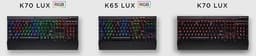 В клавиатурах Corsair K70 Lux RGB, K65 Lux RGB и K70 Lux используются переключатели Cherry MX