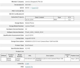 Смартфон Lenovo P2a42 прошел сертификацию Bluetooth