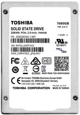 Объем твердотельных накопителей серии Toshiba ZD6000 достигает 7680 ГБ
