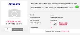 Ноутбук Asus FX753VD получит процессор Intel Core i5-7300HQ (Kaby Lake) и 3D-карту Nvidia GeForce GTX 1050