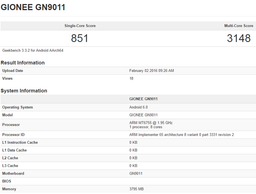 Смартфон Gionee GN9011, который может оказаться моделью Elife S8, располагает SoC MediaTek Helio P10 и 4 ГБ ОЗУ