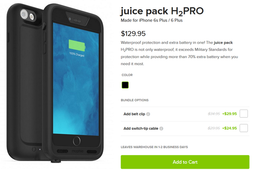 Версия чехла mophie juice pack H2Pro для смартфонов Apple iPhone 6s и 6s Plus оснащена более ёмким аккумулятором, нежели прошлогодняя модель
