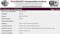 Смартфон Moto E3 Power прошел испытания Wi-Fi Alliance