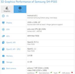 В Сети засветился планшетный компьютер Samsung SM-P585