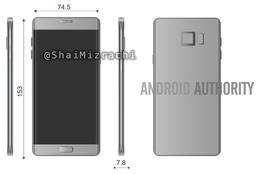 Опубликовано изображение смартфона Samsung Galaxy Note 7 с размерами	