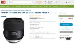 Стала известна цена и срок начала поставок объектива Tamron SP 85mm F/1.8 Di VC USD