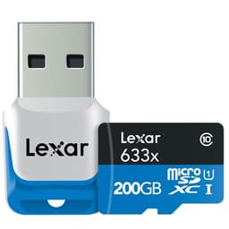 Карта памяти Lexar High-Performance 633x microSDXC UHS-I объемом 200 ГБ в режиме чтения развивает скорость 95 МБ/с