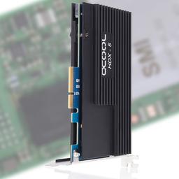 На карте расширения Alphacool HDX5 расположен контроллер RAID, два слота M.2 и два порта SATA, а в комплект входят два радиатора