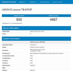 Планшет Lenovo Tab3 8 Plus замечен в Geekbench