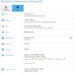 Gionee готовит смартфон M7 с экраном диагональю 6 дюймов и SoC MediaTek MT6758