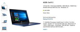 Ноутбук Acer Swift 3 одним из первых получил процессор Intel Core поколения Coffee Lake