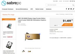 3D-карта AMD Radeon Vega Frontier Edition с СВО замечена в продаже по цене $1490