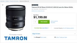 Объектив Tamron SP 24-70mm f/2.8 Di VC USD G2 замечен в продаже