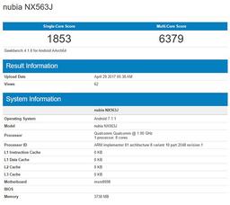 ZTE готовит к выпуску смартфон Nubia NX569J на платформе Qualcomm Snapdragon 835