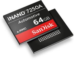 Встраиваемый твердотельный накопитель SanDisk iNAND 7250A предназначен для автомобильной электроники