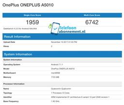 Смартфон OnePlus 5T с 8 ГБ ОЗУ протестирован в Geekbench