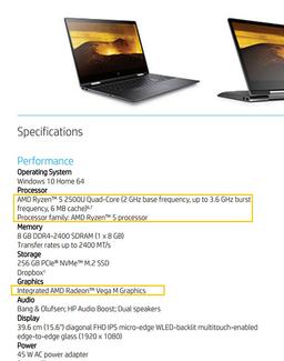 В ноутбуке HP Envy x360 15-bq101na используется APU AMD Raven Ridge
