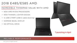 Lenovo готовит ноутбуки ThinkPad E485 и ThinkPad E585 на базе APU AMD Ryzen