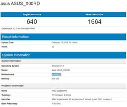 Бюджетный смартфон Asus X00RD засветился в бенчмарке Geekbench