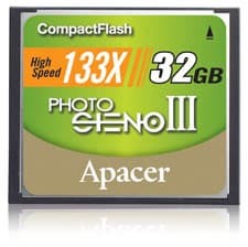 Новый продукт компании Apacer — карта памяти CF III 133X 32 ГБ