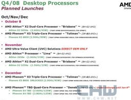 AMD Processor Roadmap for Q4 2008