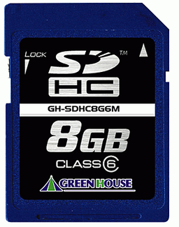 GREEN HOUSE: 8 Гб Class6 в формате SDHC