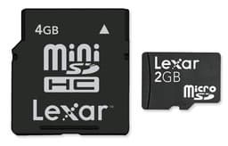 Lexar показывает карточки miniSDHC объемом 4 Гб и microSD объемом 2 Гб