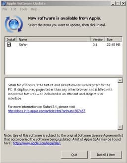 Apple привлекает пользователей Windows к Safari с помощью Software Update 