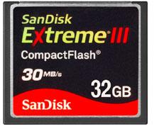 SanDisk Extreme III CompactFlash — карты памяти со скоростью 30 МБ/с и удвоенной емкостью