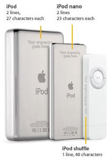 Apple Store предлагает нанесение лазерной гравировки на iPod Shuffle