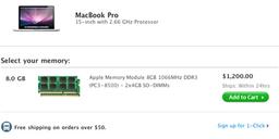 Apple продает наборы модулей ОЗУ 8 ГБ для 15-дюймовых MacBook Pro