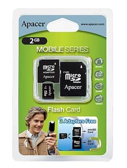 Карты памяти Apacer microSD 2 ГБ будут поставляться в комплекте с двумя адаптерами