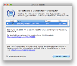 Apple выпустила Security Update 2008-005 для Tiger и Leopard