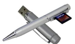 Шариковая ручка со встроенным USB-накопителем и устройством чтения карточек SD