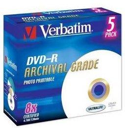 Диски для архивирования данных Verbatim Archival Grade DVD-R 8x